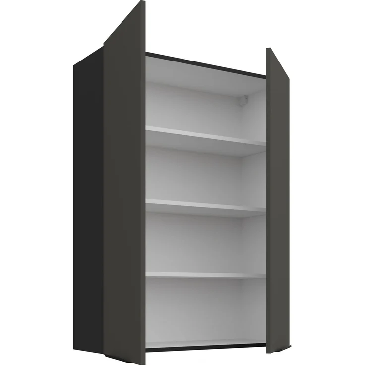 Küchen Hängeschrank 80 cm - Höhe 90 cm ARIA Graphite ultra matt + Schwarz matt, hochwertige Fronten mit Anti Fingerprint Beschichtung Küchenzeile Küchenblock – Bild 3