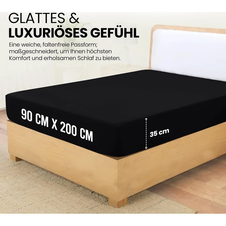 Utopia Bedding - Spannbettlaken 90x200 cm - Schwarz - Oeko-Tex Zertifiziertes Gebürstete Polyester-Mikrofaser Spannbetttuch - 35 cm Tiefe Tasche – Bild 2