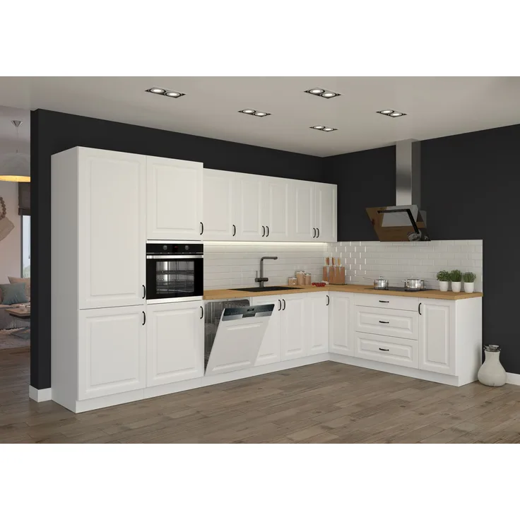 Landhaus Küche Stilo Weiß 350x210cm Küchenzeile Einbauküche Eckküche Winkelküche