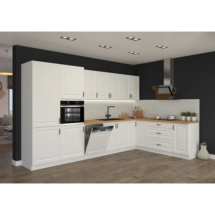 Landhaus Küche Stilo Weiß 350x210cm Küchenzeile Einbauküche Eckküche Winkelküche – Bild 1