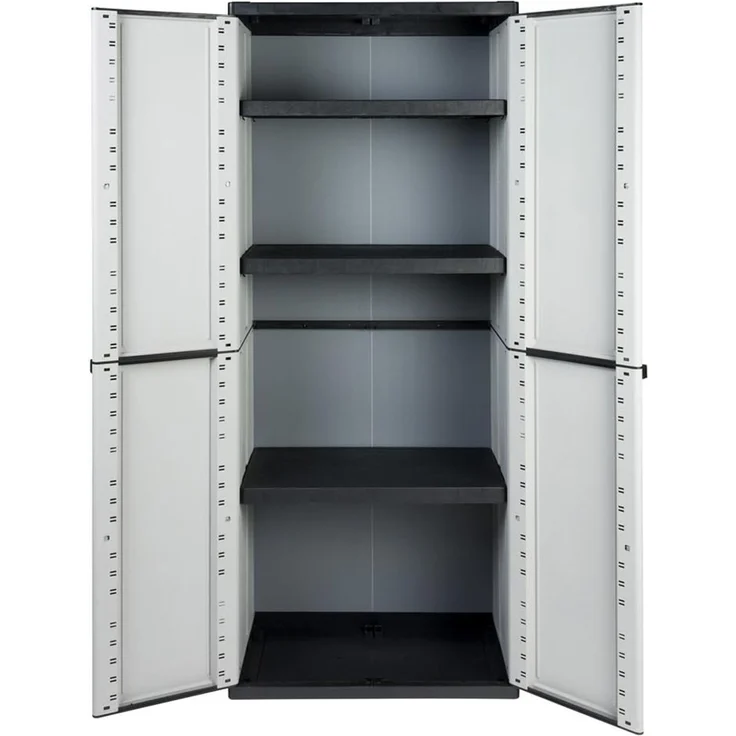 Kreher Mehrzweckschrank Kunststoffschrank 'J-Line' mit 3 Böden (Schwarz/Grau) – Bild 3