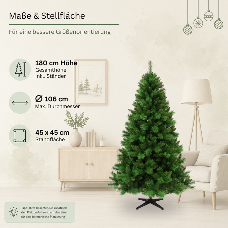HXT 1101 180 cm künstlicher Weihnachtsbaum inklusive Metallständer, exklusiv & hochwertig, schwer entflammbar – Bild 5