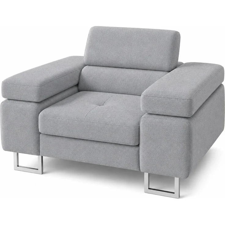KRISAN MÖBEL Sessel LAZARO in Hellgrau 134 x 90 x 102 cm bequemer Polstersessel mit breiten Armlehnen – Bild 1