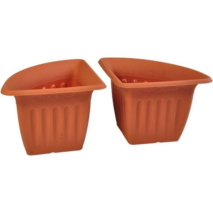 Eck-Blumentopf 4er-Set Terrakotta Pflanztopf Blumenkübel Pflanzkübel Pflanzgefäß – Bild 4