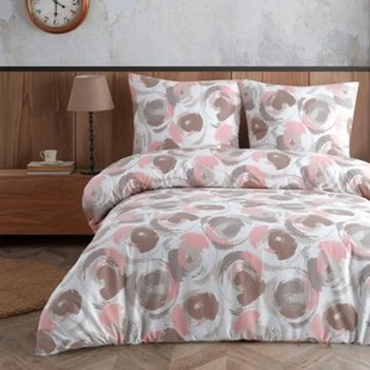 Buymax Bettwäsche Espace Samon, Renforcé, 3 teilig, Bettbezug-Set 200x220 cm 100% Baumwolle Reißverschluss Weiß Braun Rose – Bild 6