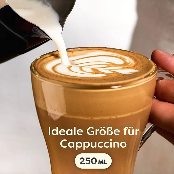 Cosumy Gläser-Set 6 Cappuccino Gläser mit Henkel und Löffel - 250ml - Hält lange warm, 12-tlg, Glas, Cappuccino Gläser Set mit Henkel und Löffel - 250 ml - Hält lange warm – Bild 3