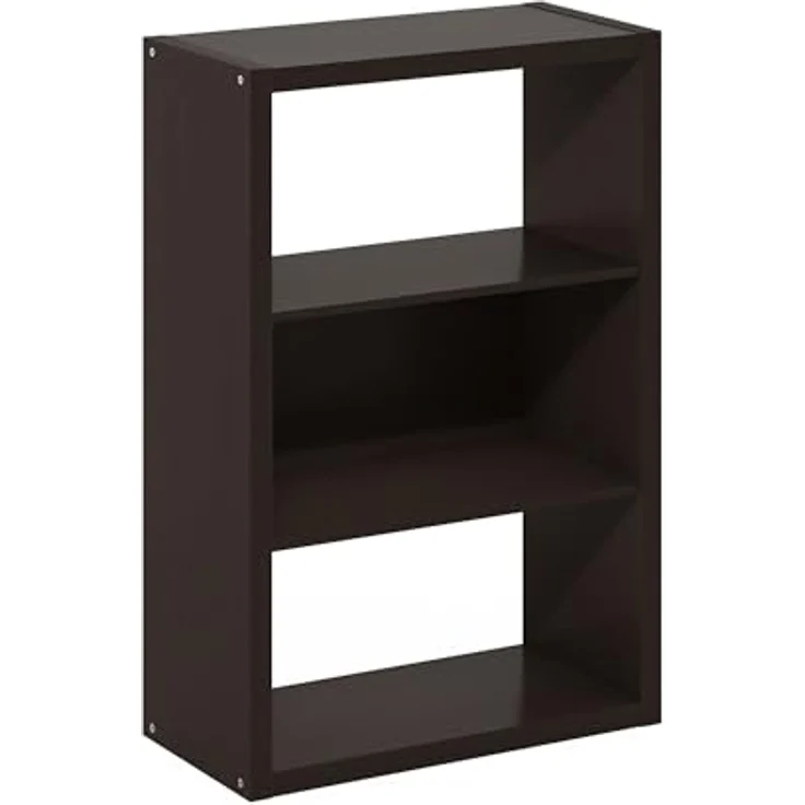 Furinno Viola 3-stöckiges Offenes Regal Bücherregal, Bücherregal, Dunkle Eiche – Bild 5