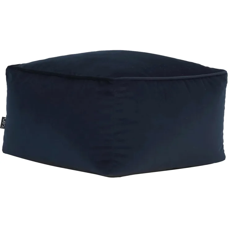 Icon Amara Hocker, Dunkelblau, Flauschiger Samt Stoff, Samt Sitzsack, Sitzpuff Hocker mit Füllung, Fußhocker für das Wohnzimmer, Deko Wohnzimmer