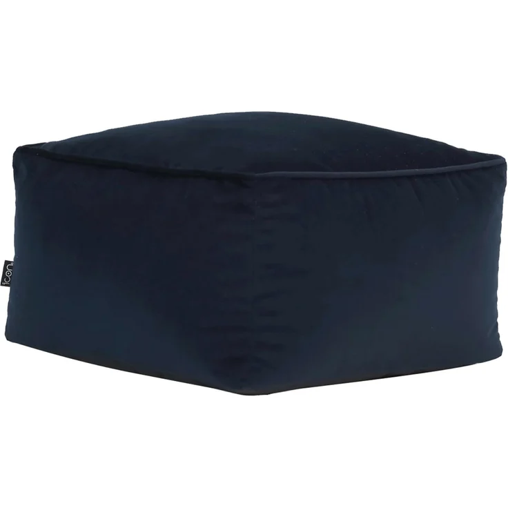 Icon Amara Hocker, Dunkelblau, Flauschiger Samt Stoff, Samt Sitzsack, Sitzpuff Hocker mit Füllung, Fußhocker für das Wohnzimmer, Deko Wohnzimmer