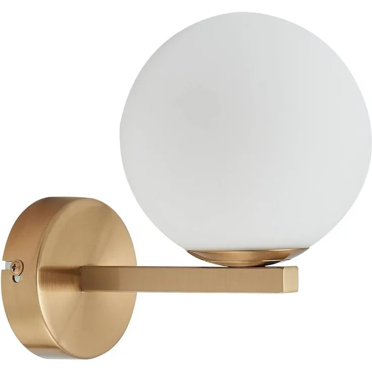 Lucande Wandleuchte Bidolo, Metall, Gold / Messing IP44, 1 x 8 W LED