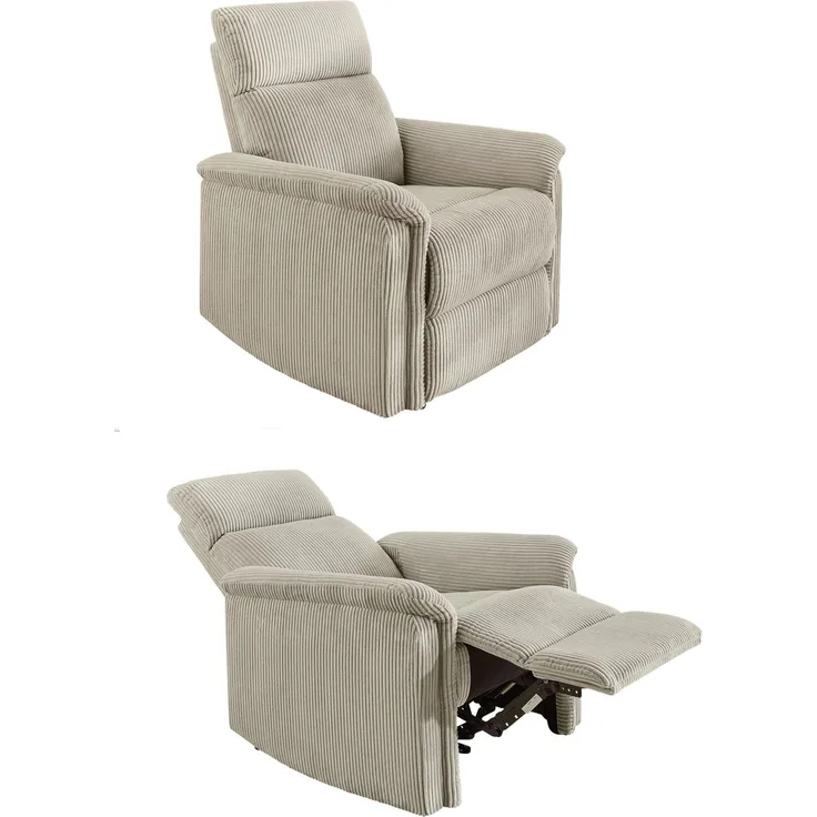Relax-Fernsehsessel Federkern TV Liegefunktion verstellbar Bezug in Cord Beige