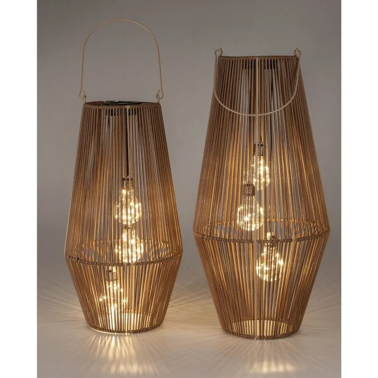 formano LED Tischleuchte Rattan-Optik, LED, Solarbetrieben, Braun, Bänder, H: 54cm – Bild 4