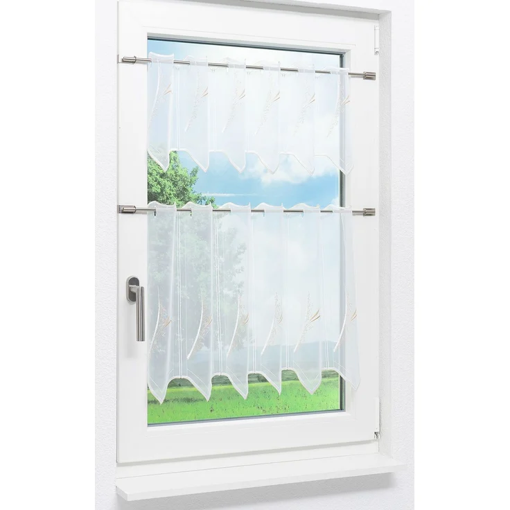 Scheibengardine Plauener Spitze - Strelitzia (Bx H) 98.40cm * 30cm Beige/weiß-beige – Bild 5