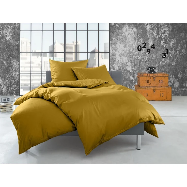 Flanell Seitenschläferkissen Bezug uni / einfarbig gold 40x145 cm