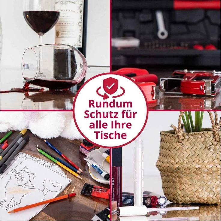 DecoHomeTextil Heimtextilmanufaktur Tischdecke Transparente Folie Schutzfolie abwaschbar 0,3 mm Eckig – Bild 3