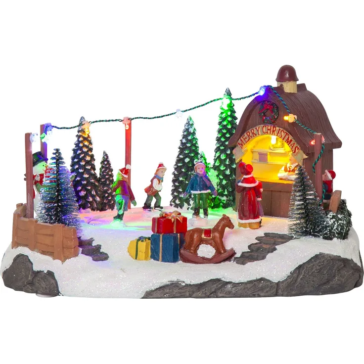LED Weihnachtsszenerie Iceville Spieluhr mit Rotation + Licht, 27x15cm