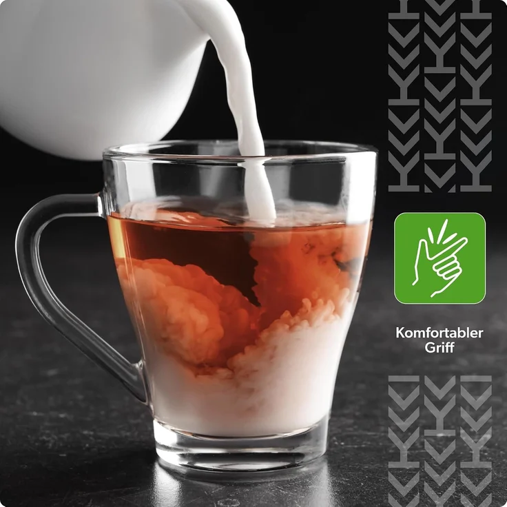 KADAX 6x Tee- und Kaffeegläser, 250 ml, Getränkeglas-Set mit Griff – Bild 5