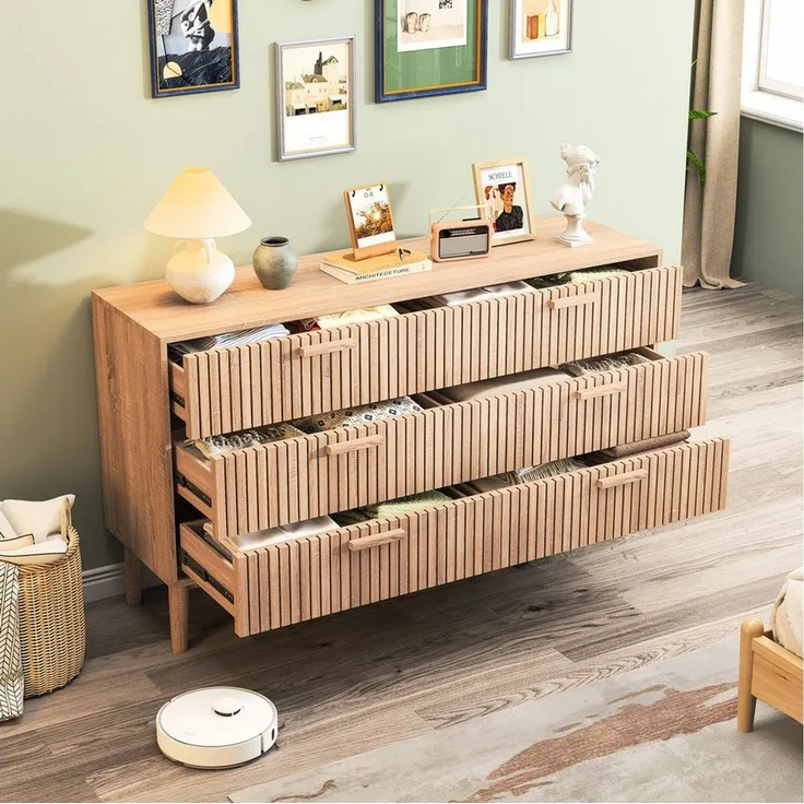 Furnishings Home Sideboard Kommode Schrank Anrichte 6 Schubladen (1 St, 100x73x34 cm), Küchenschrank Mit Griff, vielseitig einsetzbar, Moderne