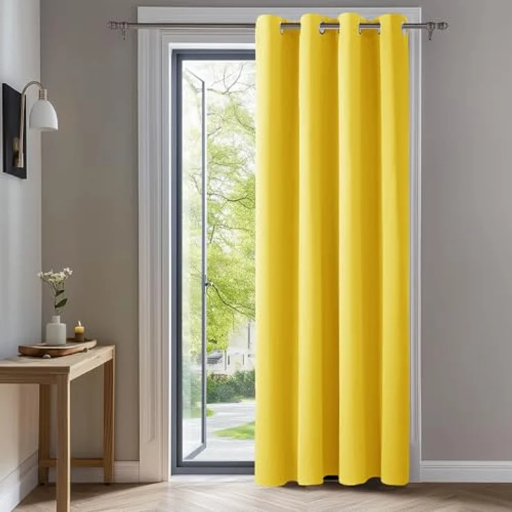 Deconovo Gardinen Schlafzimmer Blickdicht Thermovorhang mit Ösen Senfgelb | 1 Stück, H290 x B140 cm, Verdunkelungsvorhang Hitzeschutz, Sichtschutz für Wohnzimmer, Blackout Curtain, UV-Schutz, Vorhänge – Bild 1