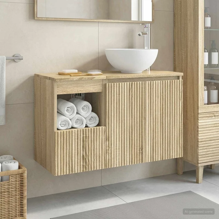 vidaXL Badezimmerschrank-Set 2 stk. Sonoma-Eiche 79,5 x 35 x 80 cm 3404026 – Bild 1
