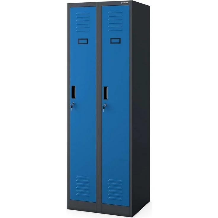 Jan Nowak Spindschrank abschließbar Umkleideschrank Metall Personalschrank Kleiderschrank Spind mit 2 Abteilen Trennwand Kleiderstange Haken Namensschild Lüftung, 180 x 60 x 50 cm – Bild 2