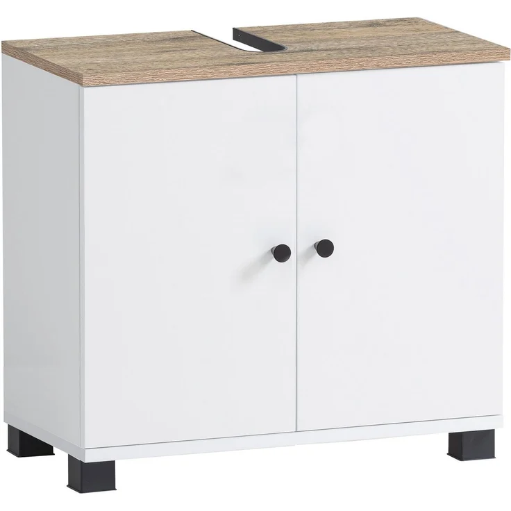 Schildmeyer Balto Waschbeckenunterschrank 157427, kreideweiß/Wildeiche, 59,8 x 32,6 x 62,4 cm – Bild 5