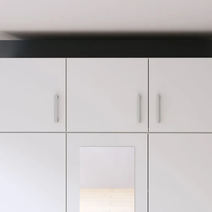 Forte ECONOBOX Schrankaufsatz 135, 3-türiger Drehtürenschrankaufsatz, Holzwerkstoff, Weiß, 133,2 cm breit, 38,1 cm hoch, 54,2 cm tief – Bild 1