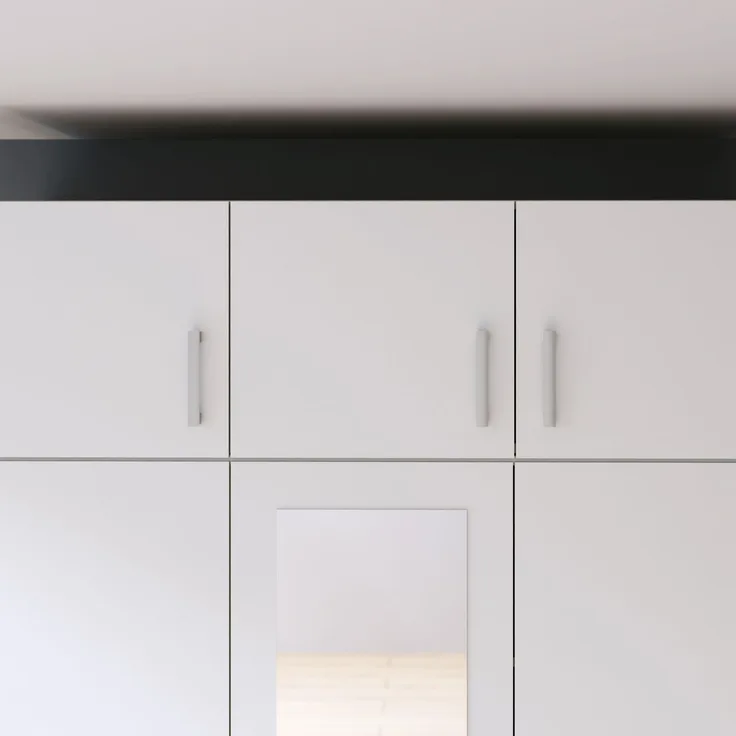 Forte ECONOBOX Schrankaufsatz 135, 3-türiger Drehtürenschrankaufsatz, Holzwerkstoff, Weiß, 133,2 cm breit, 38,1 cm hoch, 54,2 cm tief