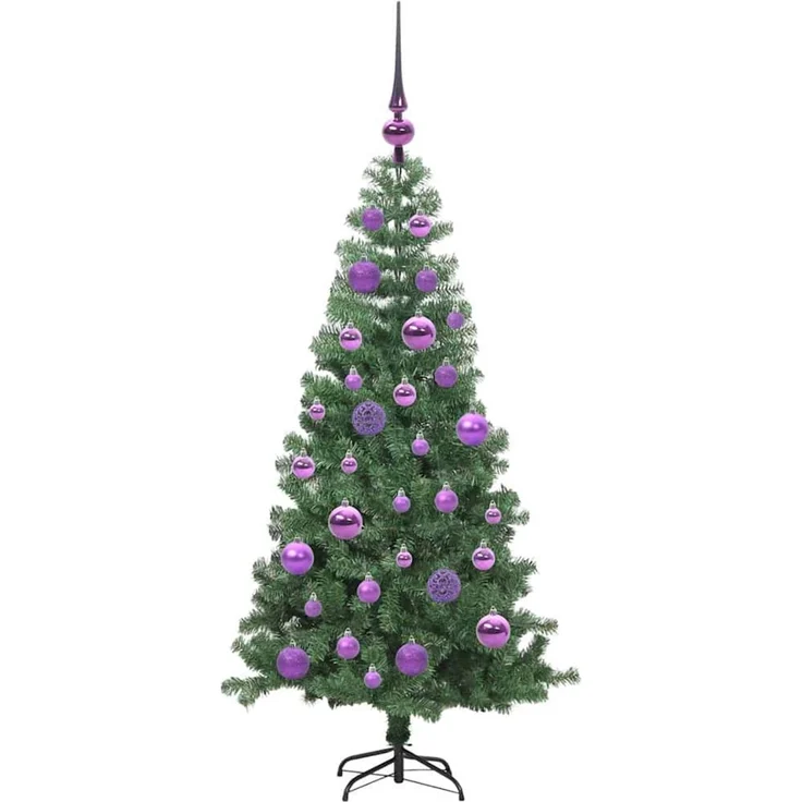 vidaXL Weihnachtsbaum mit LED-Beleuchtung Grün 120 cm PVC und Stahl 3396364 – Bild 4