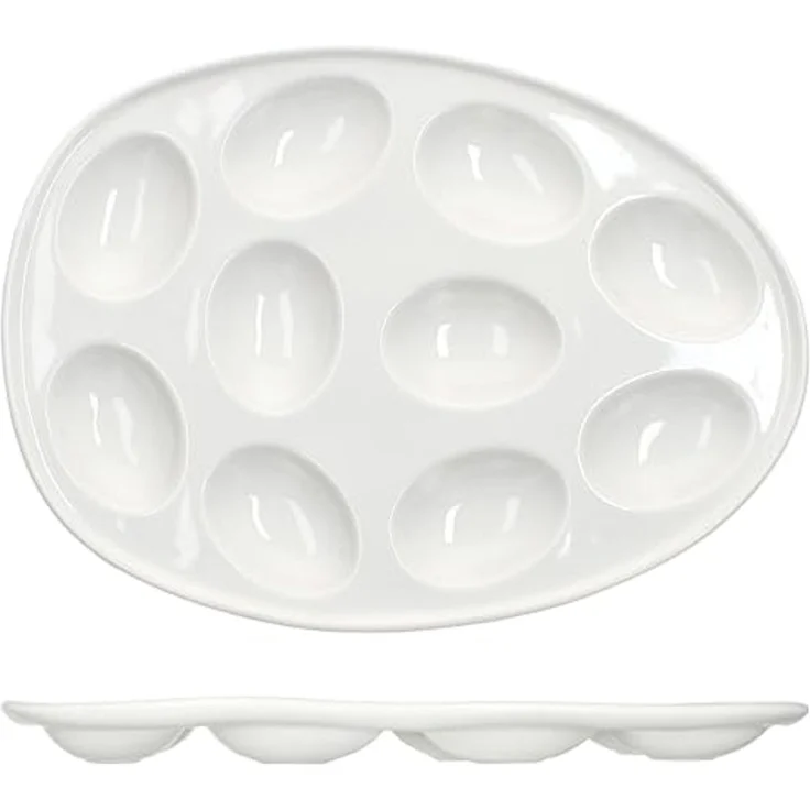 MamboCat Eierbecher MamboCat Eierplatte CREME Steingut oval cremeweiß Servierplatte – Bild 4