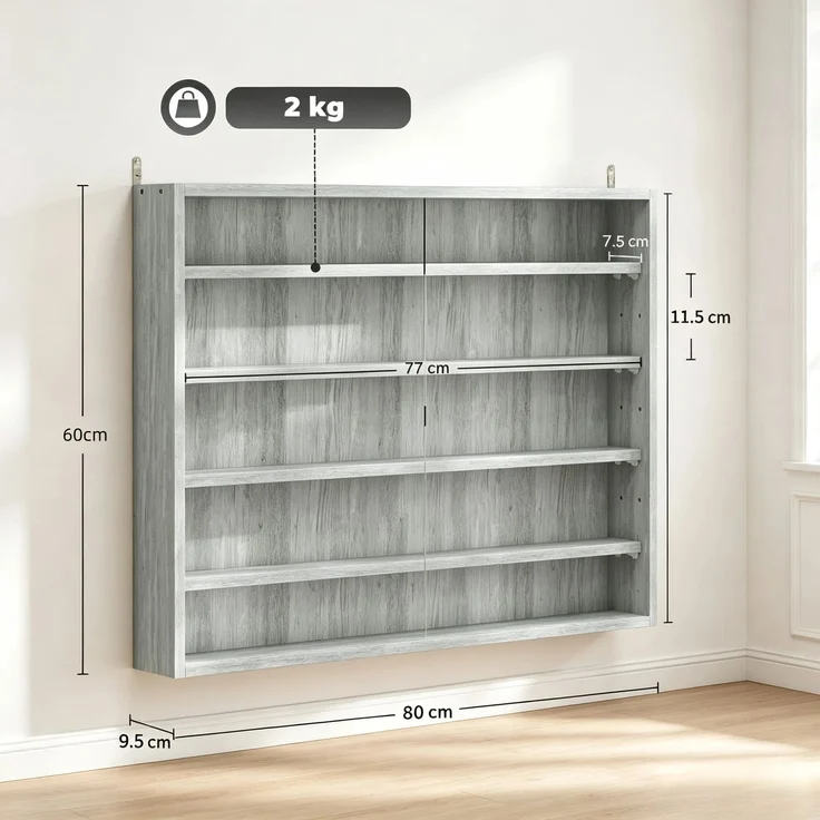 Ausstellungsschrank,Moderner Glasvitrine Schrank,Wandmontierter Vitrinenschrank,Ideal zur Präsentation von Sammlerstücken und Dekorationsobjekten(nur mit Wandmontierter Vitrinenschrank)--Herde--80x9.5x60cm--YOUDENOVA – Bild 8
