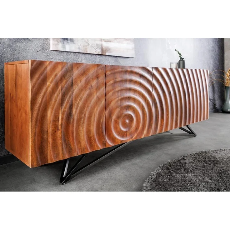 riess-ambiente Lowboard ZEN 180cm braun / schwarz (Einzelartikel, 1 St), Massivholz · Metall · Stauraum · Front Design · handmade · Wohnzimmer – Bild 2