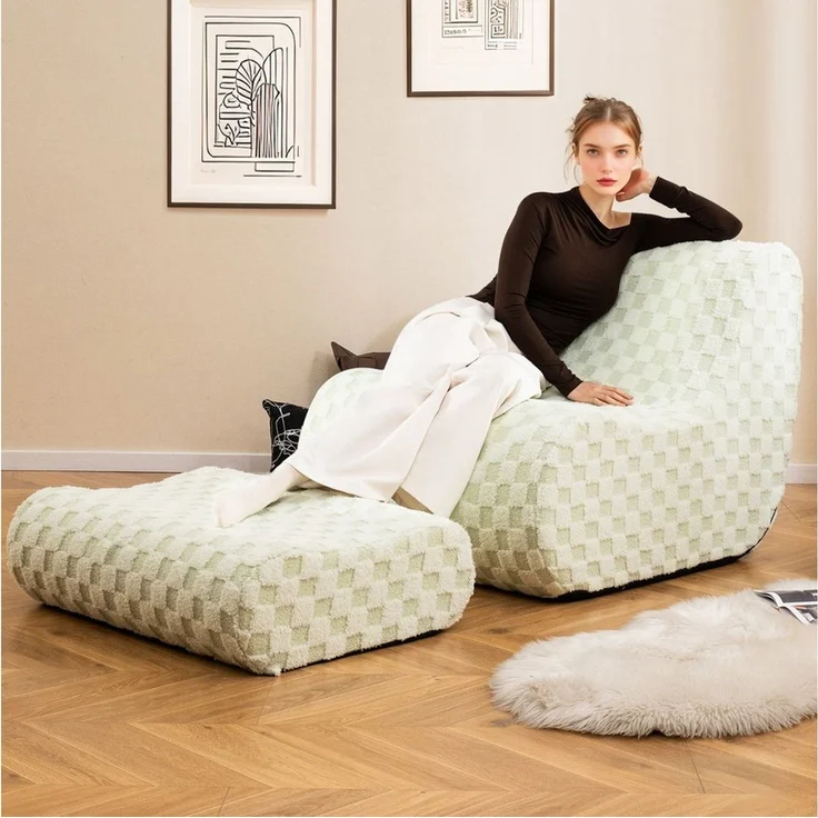 KOMFOTTEU Sitzsack Liegesofa-Set Sitzsackstuhl Bodenstuhl, mit Ottomane, für Schlafzimmer