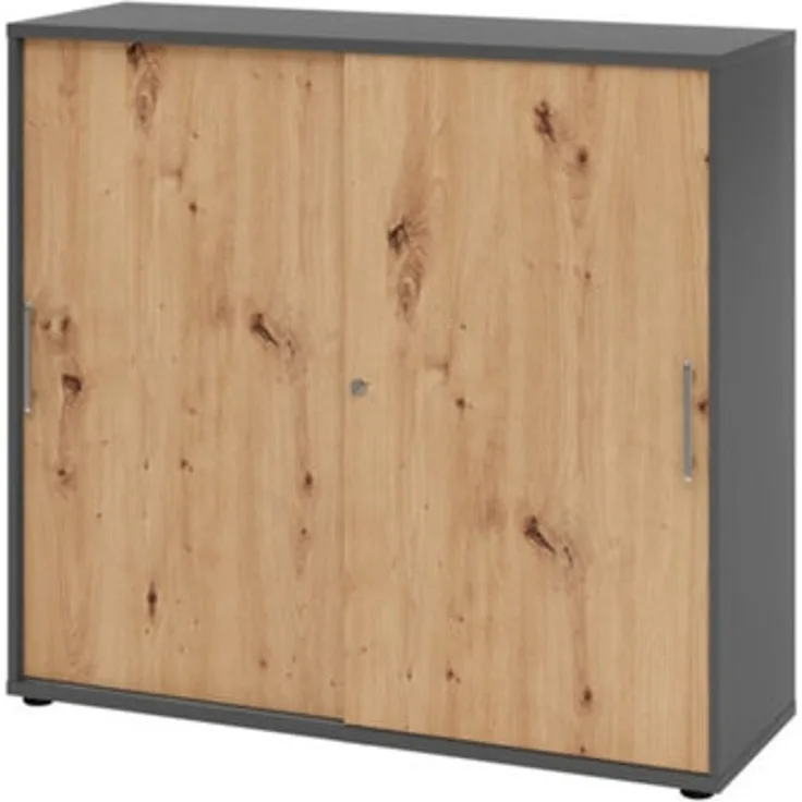 HAMMERBACHER Schiebetürschrank - 3OH 120 cm Relinggriff Graphit/Asteic