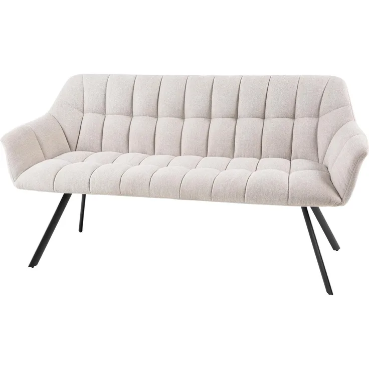riess-ambiente Sitzbank PAPILLON 165cm champagner beige - Stoff, Metall-Füße, mit Armlehne (Einzelartikel, 1-St), gepolsterte Bank mit Rückenlehne – ideal für Esstisch, Küche & Flur