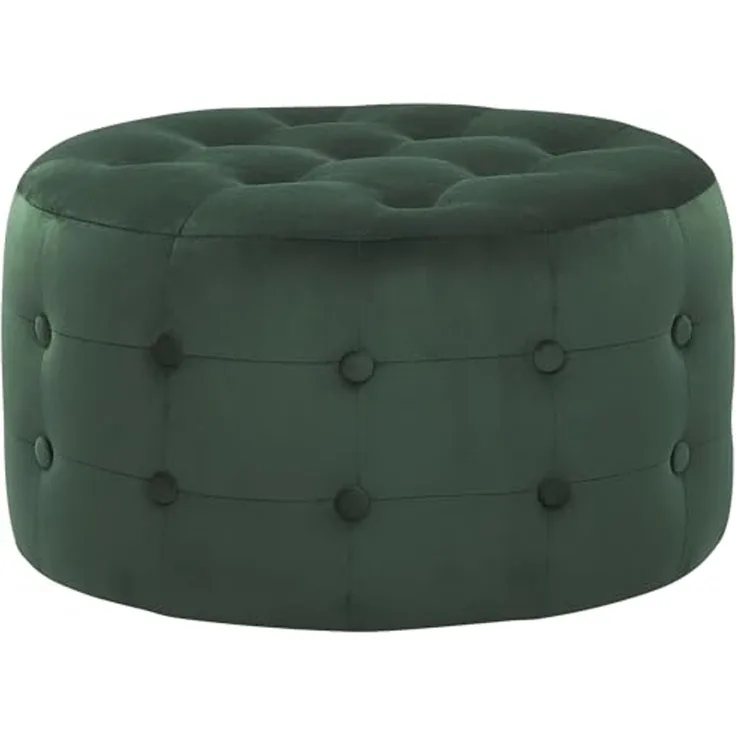 Beliani 'TAMPA' Pouf, Samtstoff Dunkelgrün, 55 x 55 x 30 cm