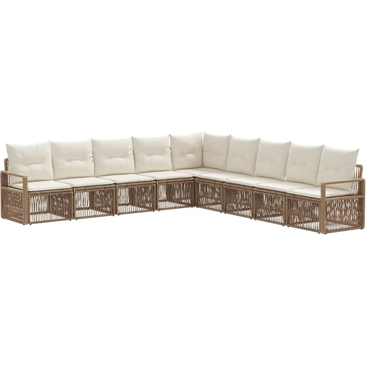 vidaXL Gartensofa-set 9 stk. Beige Poly-Rattan 3435735 – Bild 2