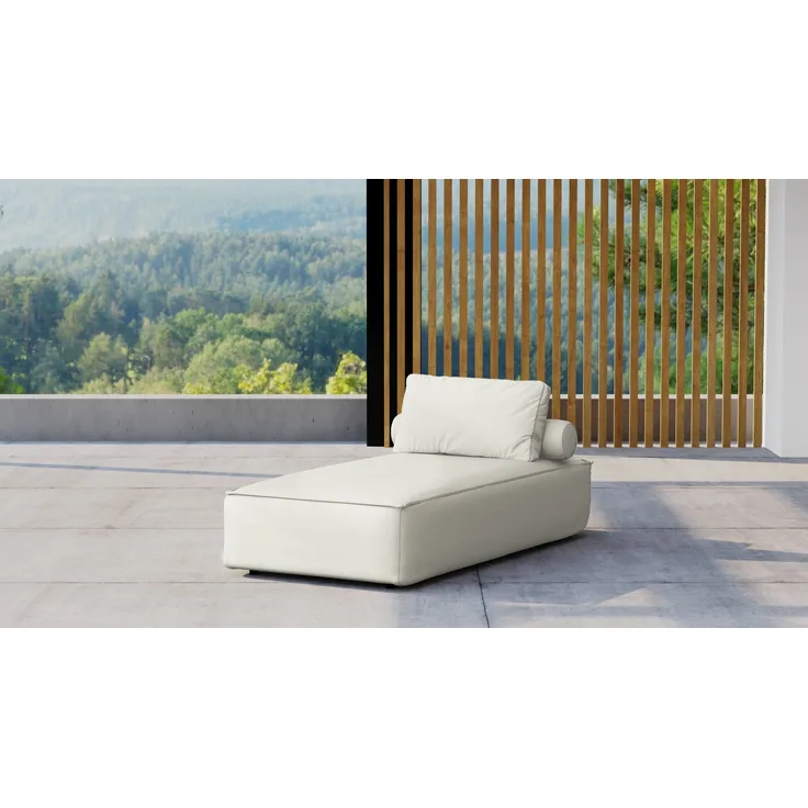 Kaiser Möbel Liegestuhl MALIBU, Einzel-Liegestuhl für Garten und Terrasse, gemütlich in Creme, Öko-Polsterleder Odyssey, antibakteriell, wasserdicht, UV-resistent