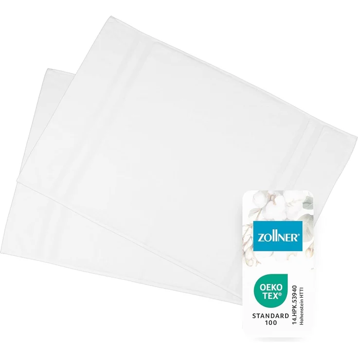 ZOLLNER 2er Set Badematten, 50x75 cm, weiß, 100% Baumwolle – Bild 1