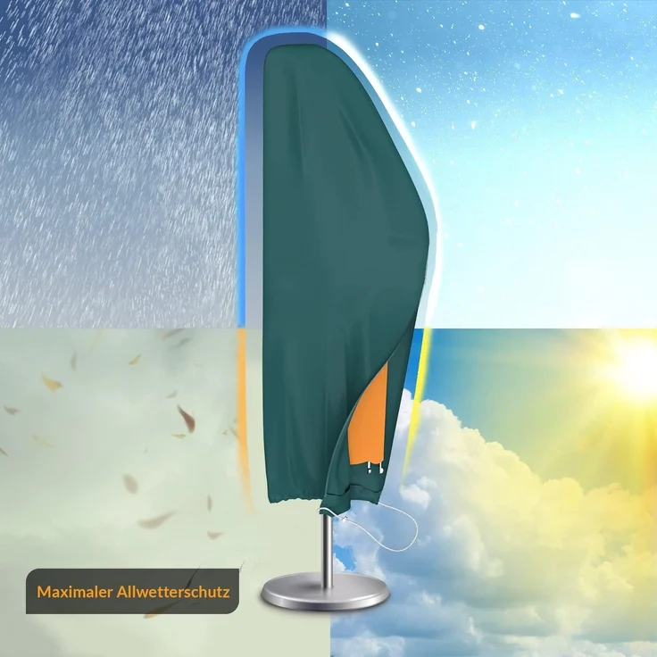 Kronenburg Sonnenschirm-Schutzhülle Schutzhülle Ampelschirm grün - Wetterfest, UV-beständig, 265 cm (Schutzhülle), Wasserdicht, winterfest, ideal für Schirme bis 500 cm Durchmesser – Bild 6