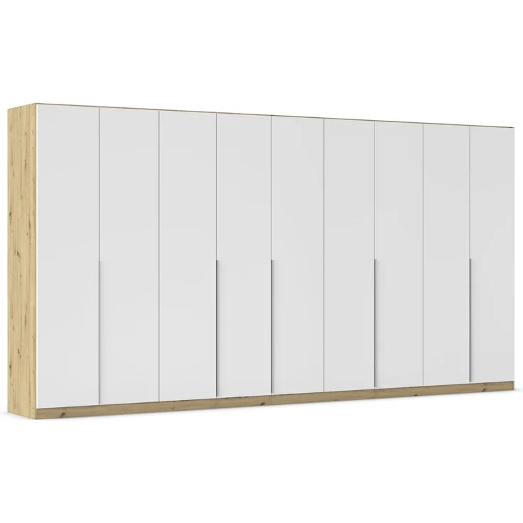 Rauch Möbel Alabama, Kleiderschrank für Schlafzimmer, Kinderzimmer, Wohnzimmer, Garderobe, Flur, 9-türig, mit Zubehör Classic, Farbe Weiß | Eiche Artisan, Breite 405 cm