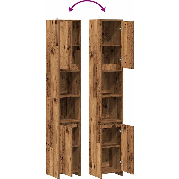 vidaXL Badschrank Altholz-Optik 30x30x183,5 cm Holzwerkstoff 856064 – Bild 7