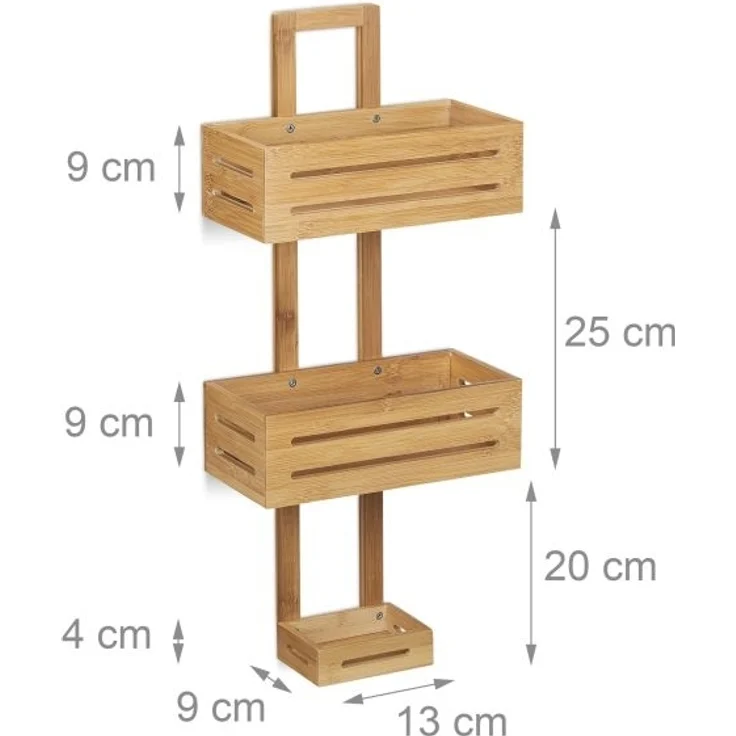 Relaxdays Duschregal, Bambus natur, 28 x 15,5 x 65 cm – Bild 5