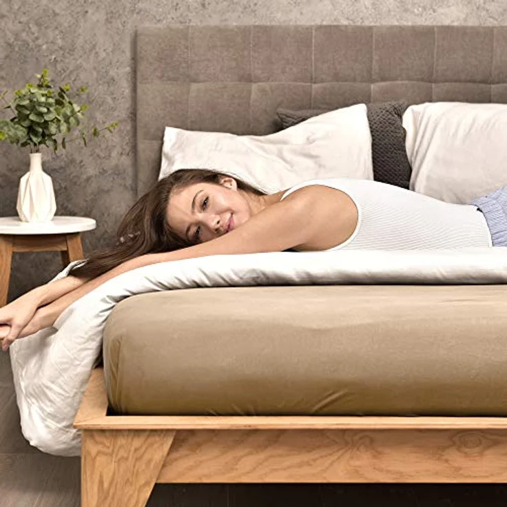 leevitex® Spannbettlaken 120x200 cm - 130x200 cm | Spannbetttuch Bettlaken | 100% Jersey Baumwolle | Matratzenhöhe bis 25 cm | Ökotex | Sand/Cappuccino – Bild 6