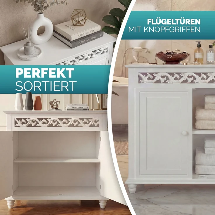 Casaria Kommode Sideboard Schrank Jersey 2 Türen Weiß – Bild 3