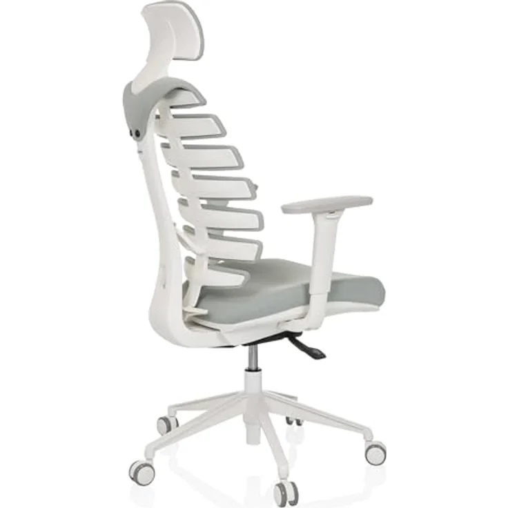 MID.YOU Drehstuhl Hellgrau, Textil, ergonomische Rückenlehne, mit Armlehnen, Höhenverstellbar 67x116 - 133x65 cm, ideal für Arbeitszimmer – Bild 8