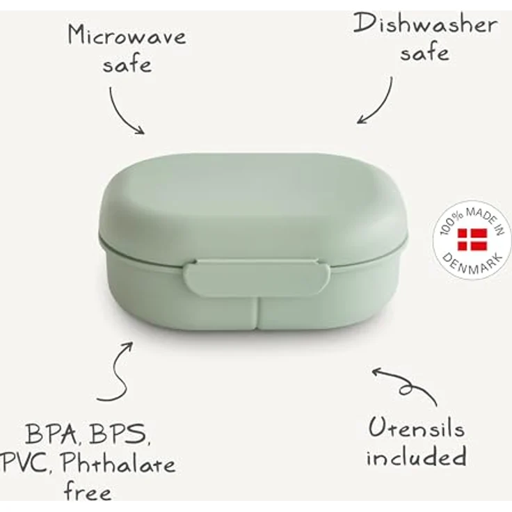 Mushie - Lunchbox Inkl. Besteck - Sage Grün – Bild 10