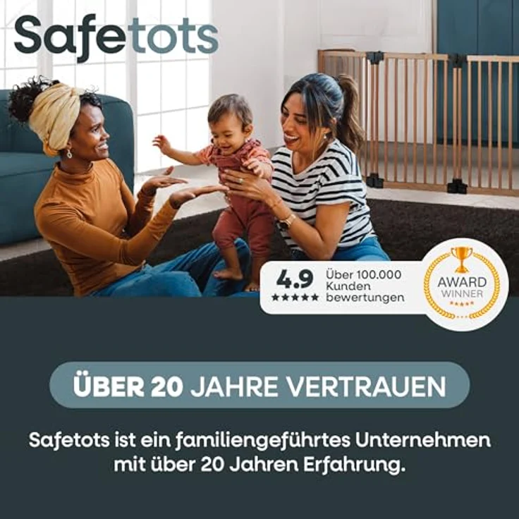 Safetots Elite Sicherheitsschutzgitter, 134cm - 143cm, Mattweiß, Treppenschutzgitter mit Druckmontage, Sicherheitsbarriere, Einfache Installation – Bild 9