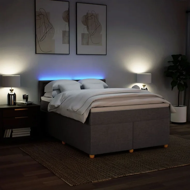 vidaXL Boxspringbett mit Matratze Taupe 140x200 cm Stoff 3289021 – Bild 5