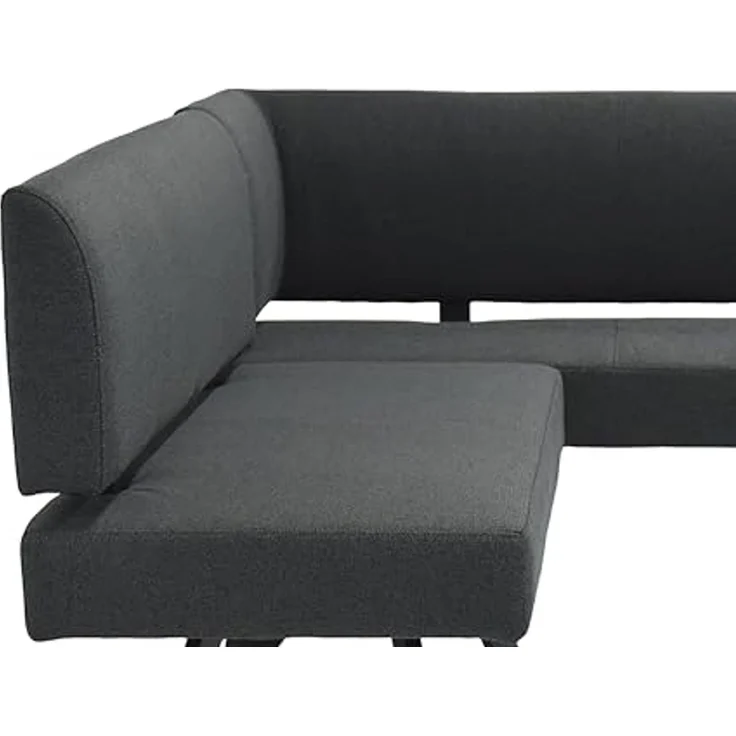 byLIVING Eckbank Toronto, Bezug in dunkelgrau, Gestell in schwarz, L-Form Langer Schenkel Links, Taschenfederkern, Küchenbank, Speisezimmerbank, Maße: B 182, H 85, T 128 cm – Bild 6